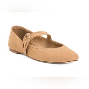 Larroudé Verona Ballet Flat in Peanut Suede